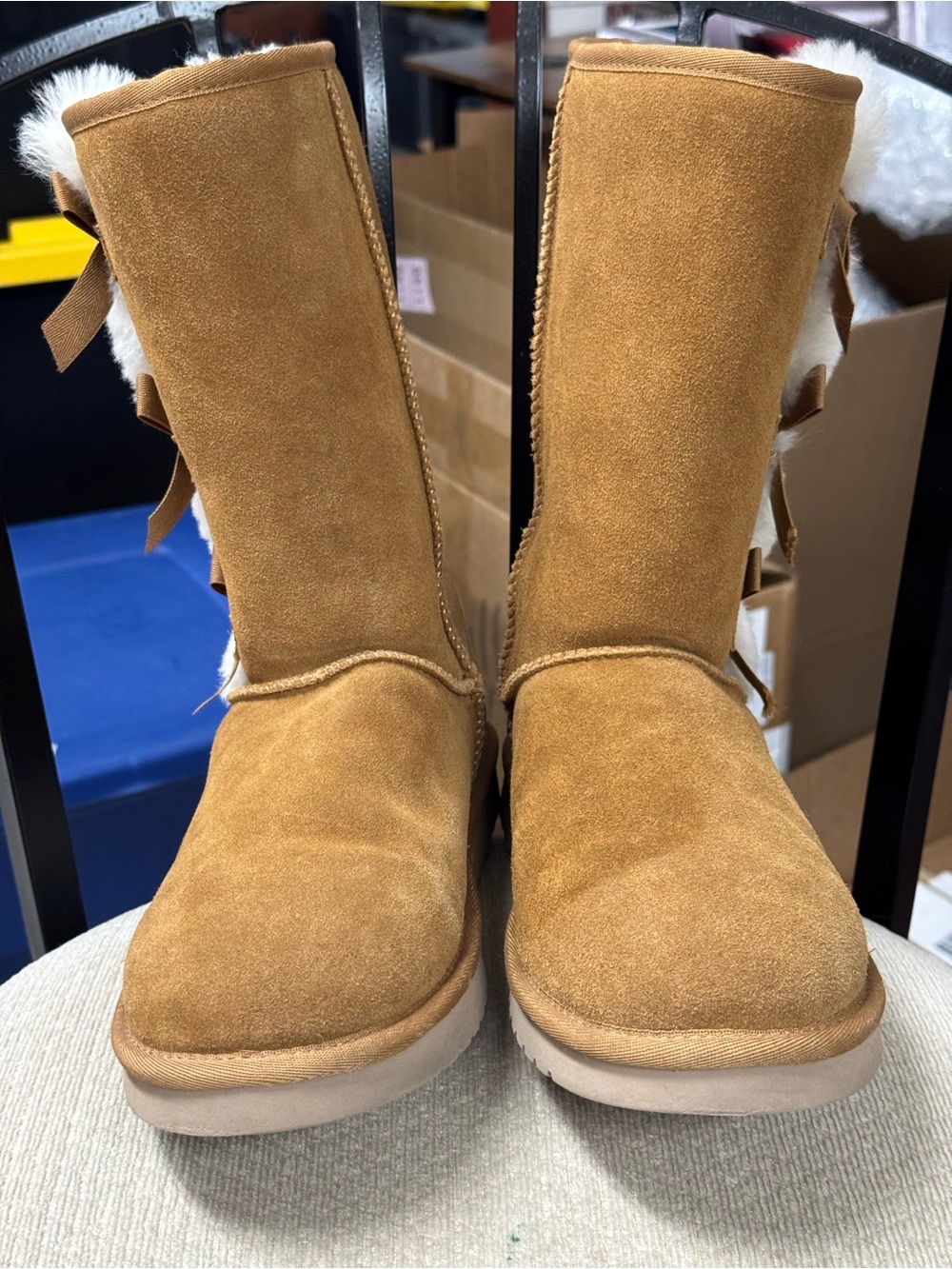 UGG Chestnut Suede Mid-Calf Boots with Back Bow Kooluburra woman 10